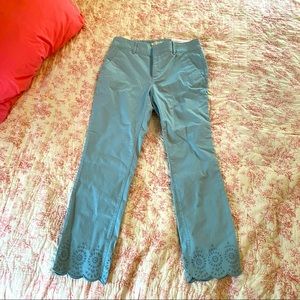 LOFT girlfriend chino blue pants w/ scallop bottom